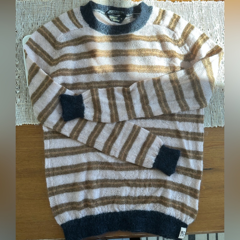 Scotch and Soda Blizzard Lizard Mohair Wool Blend Striped Sweater Top